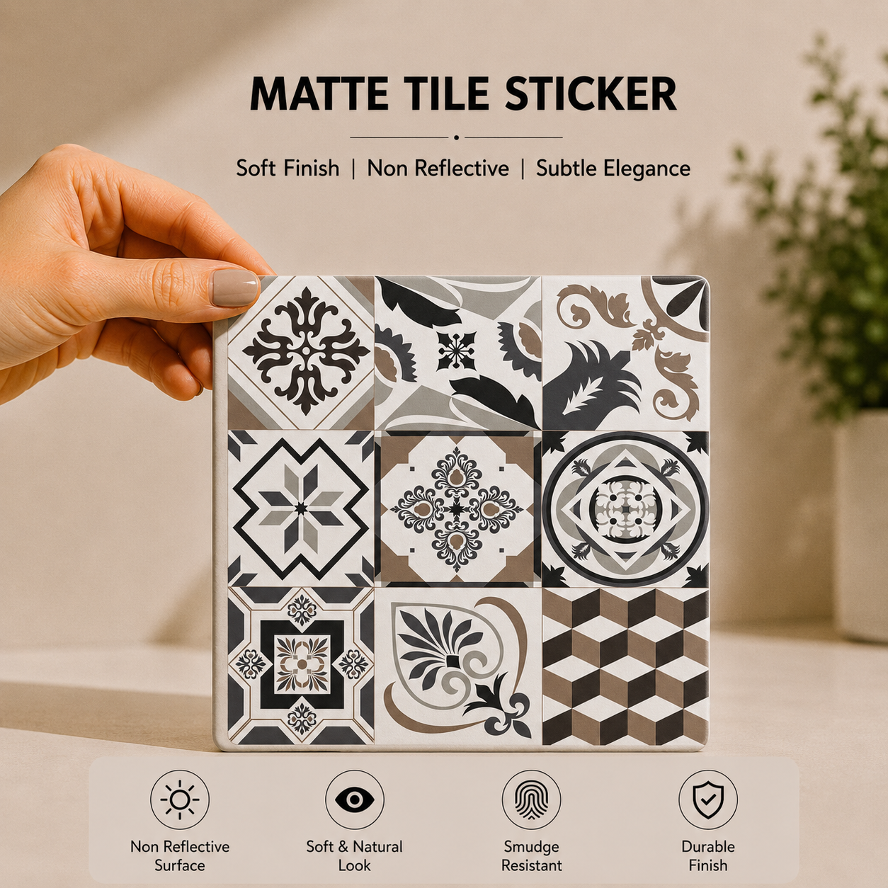 Vintage Monochrome Decorative Tile Sticker