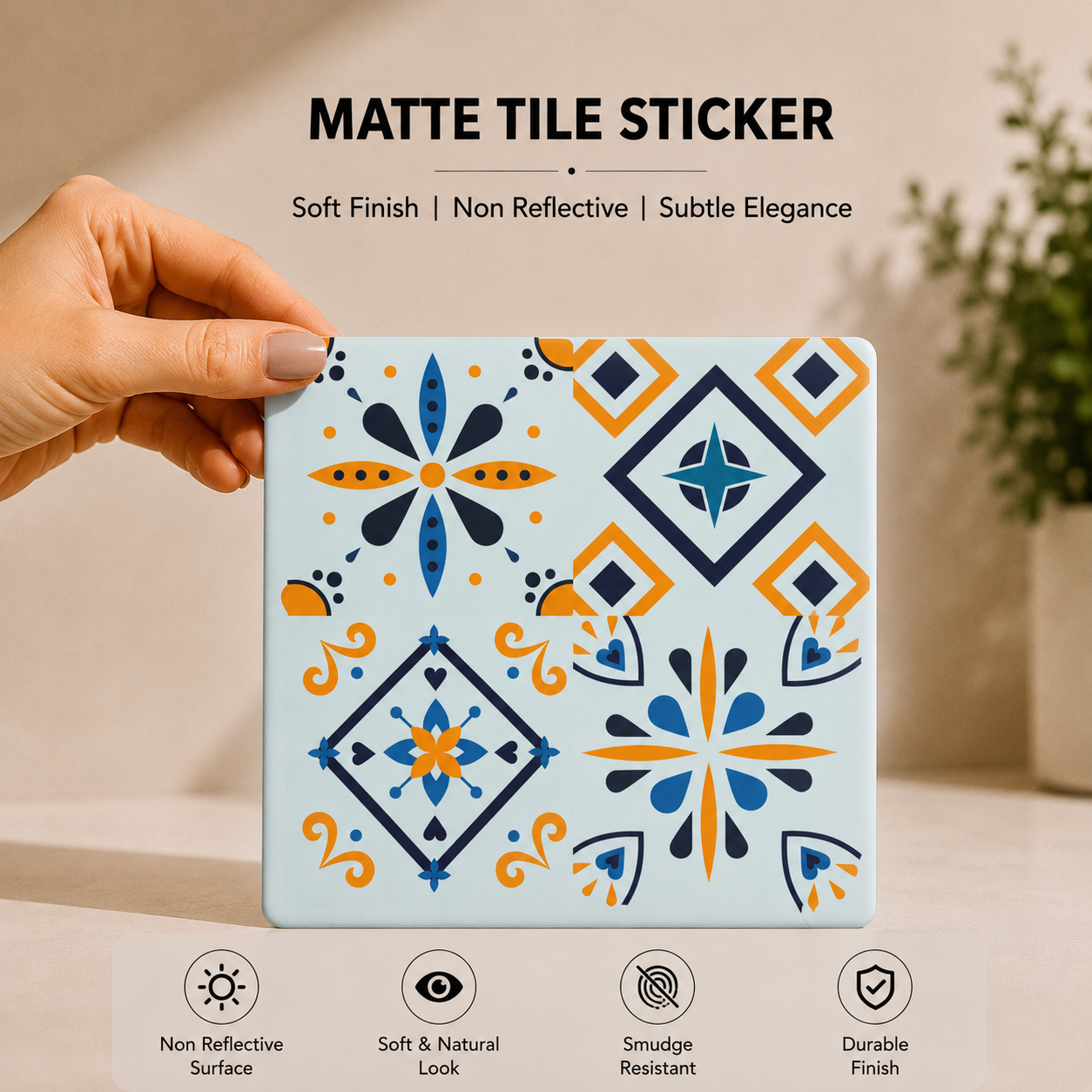 Blue & Mustard Patchwork Tile Sticker Set