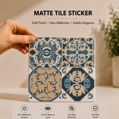 Royal Blue Baroque Patchwork Tile Sticker Set