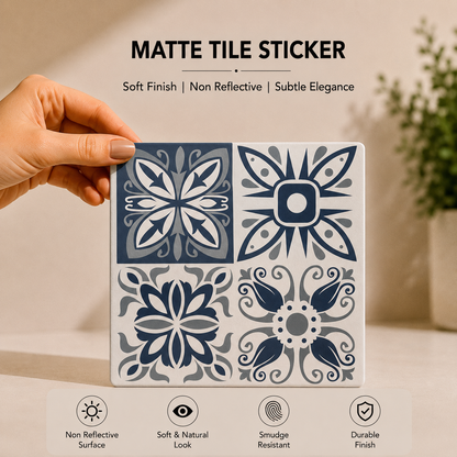 Blue Floral Patchwork Tile Sticker Set