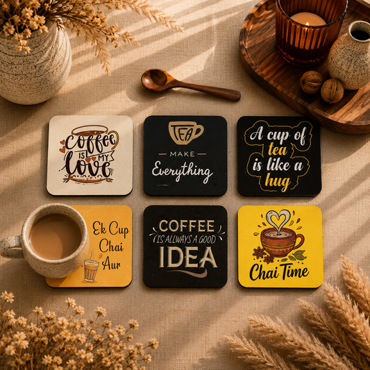 Coffee House Wooden Coasters Set of 6