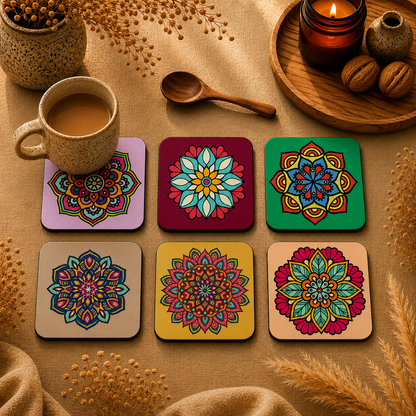 Kaleidoscope Art Wooden Coasters Set of 6