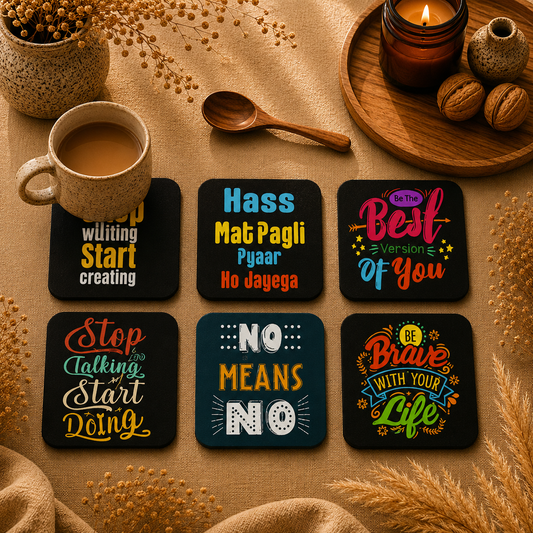 Bold Statement Wooden Coasters Set of 6