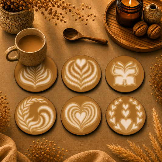 Barista Latte Wooden Coasters Set of 6