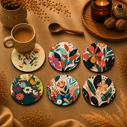Nature Inspired Wooden Coasters Set of 6