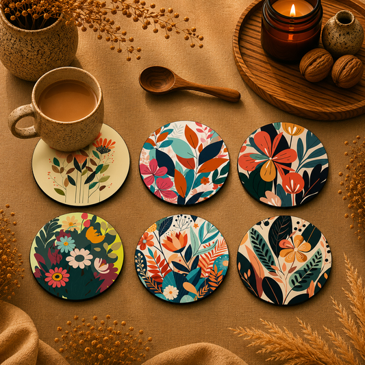 Nature Inspired Wooden Coasters Set of 6
