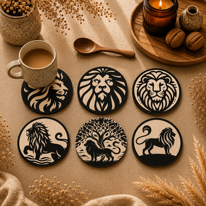 Wild Forest Wooden Coasters Set of 6
