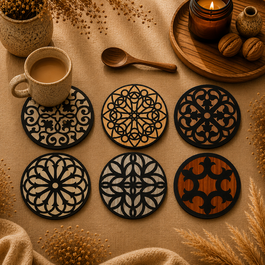Arabesque Wooden Coasters Set of 6