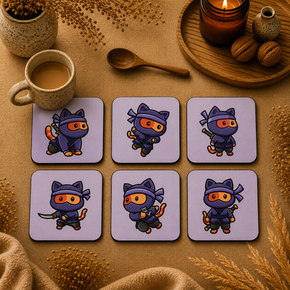 Cute Character Wooden Coasters Set of 6