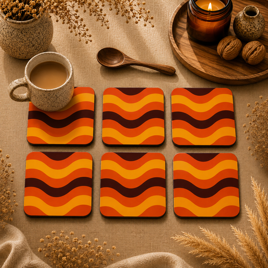 Earthtone Waves Coasters Pack of 6