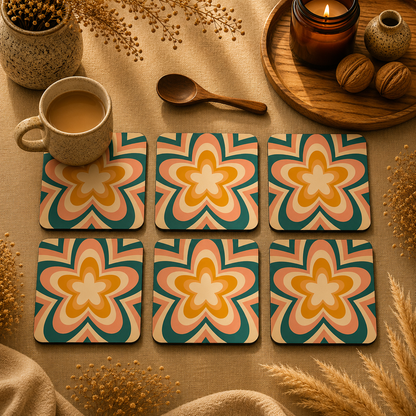 Retro Garden Coasters Pack of 6