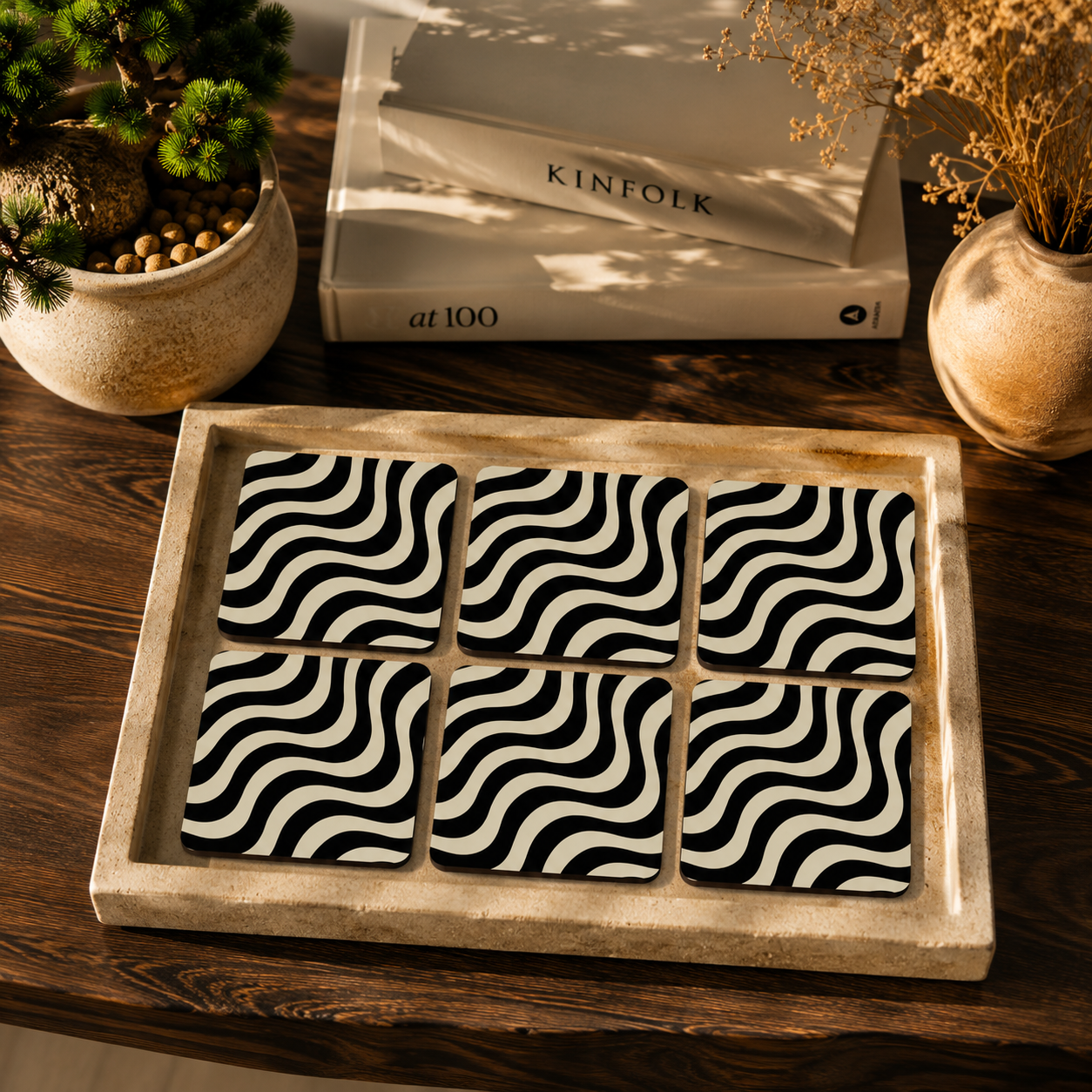 Terracotta Waves Coasters Pack of 6