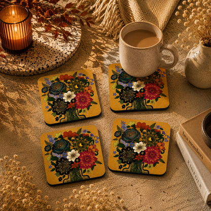 Amber Geometry Coasters Pack of 4