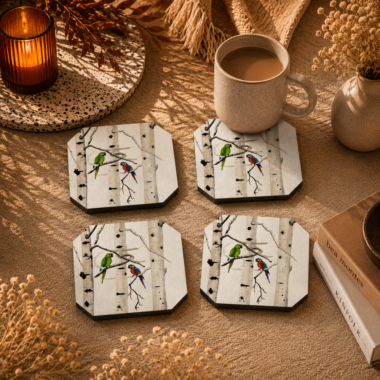Woodland Birds Coasters Pack of 4