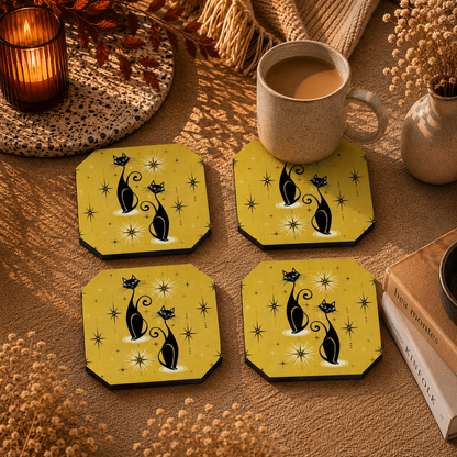 Golden Moon Cat Coasters Pack of 4