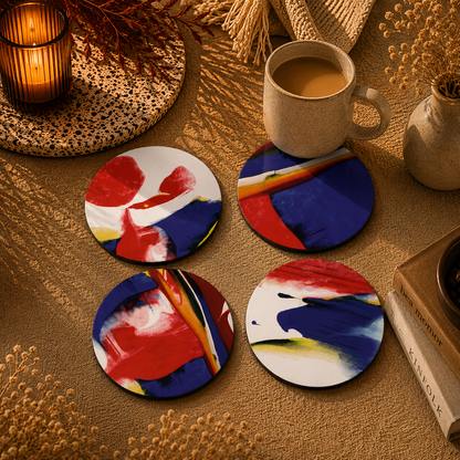 Aztec Pattern Wooden Coasters Set of 4