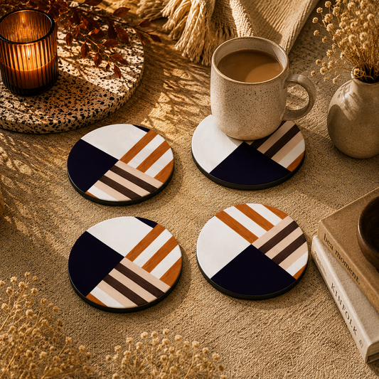 Linear Design Wooden Coasters Set of 4