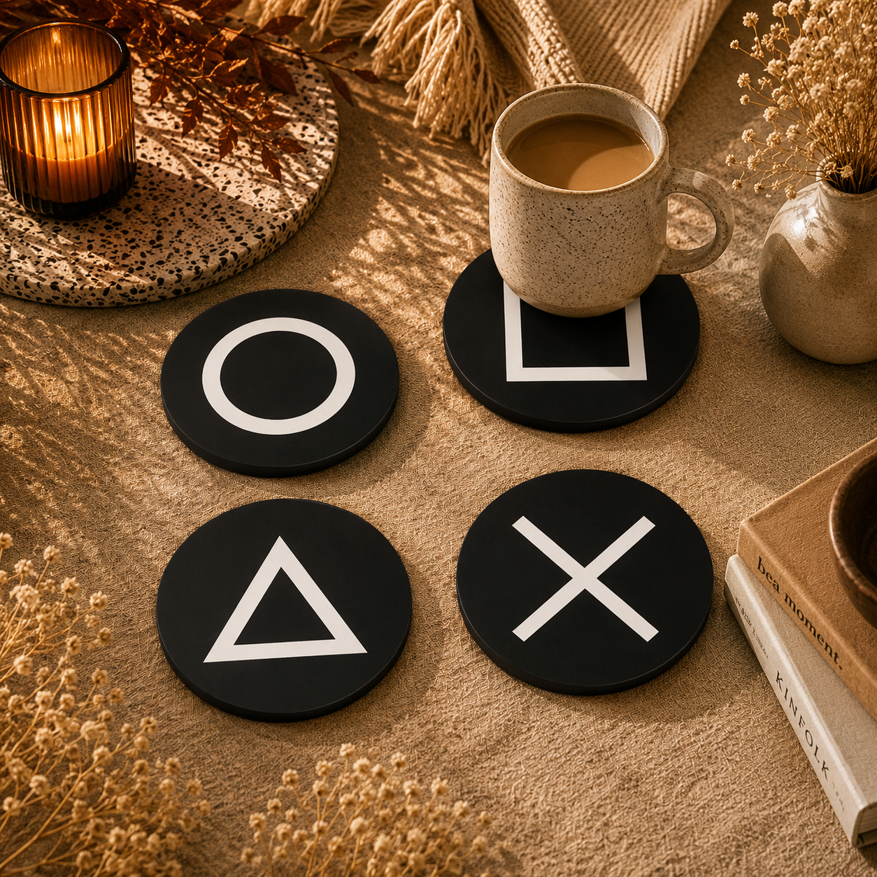 Gaming Icon Wooden Coasters Set of 4