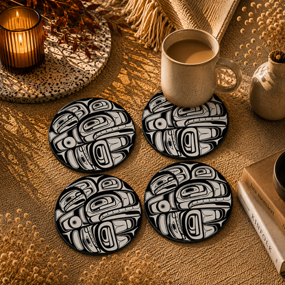 Indigenous Pattern Wooden Coasters Set of 4