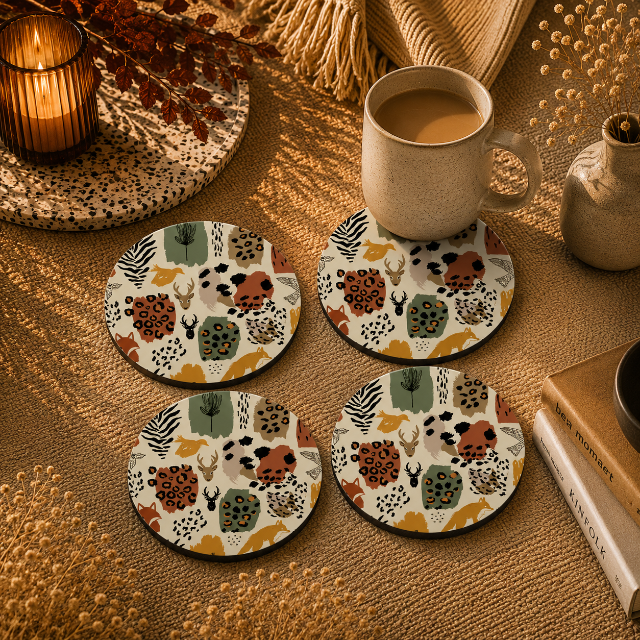 Woodland Wildlife Wooden Coasters Set of 4