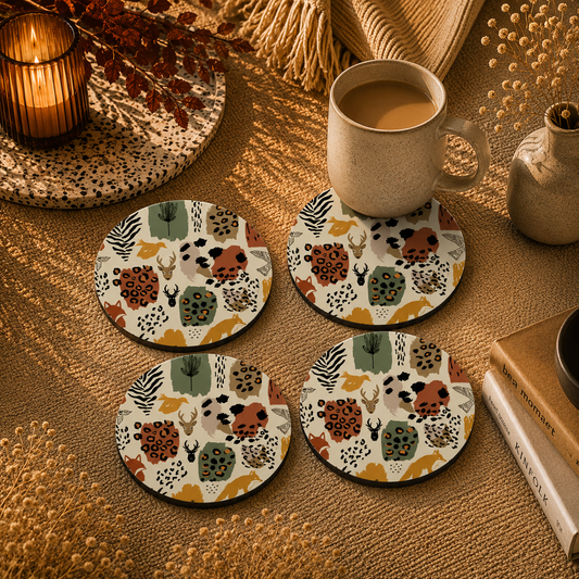 Woodland Wildlife Wooden Coasters Set of 4