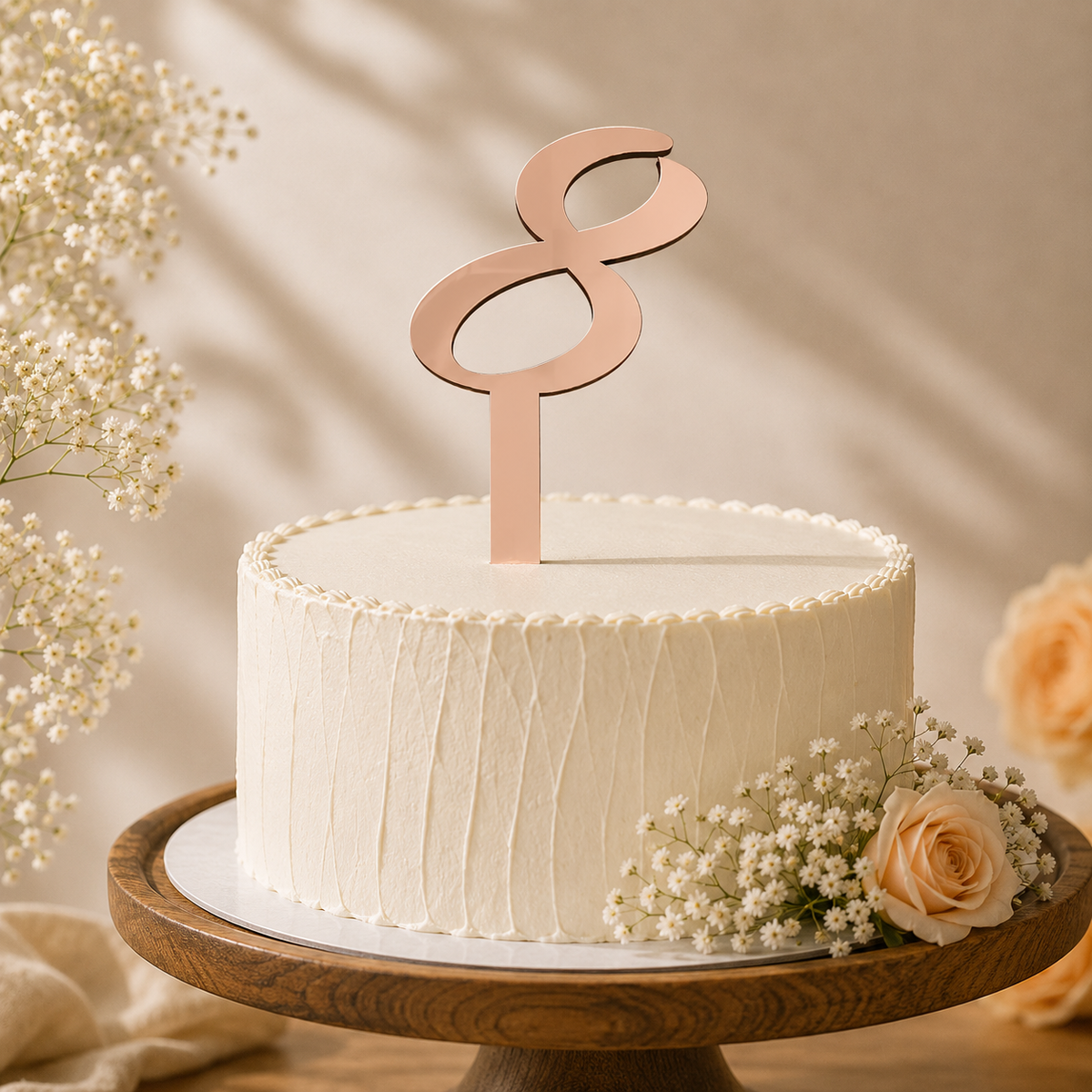 Elegant Number 8 Decorative Cake Topper