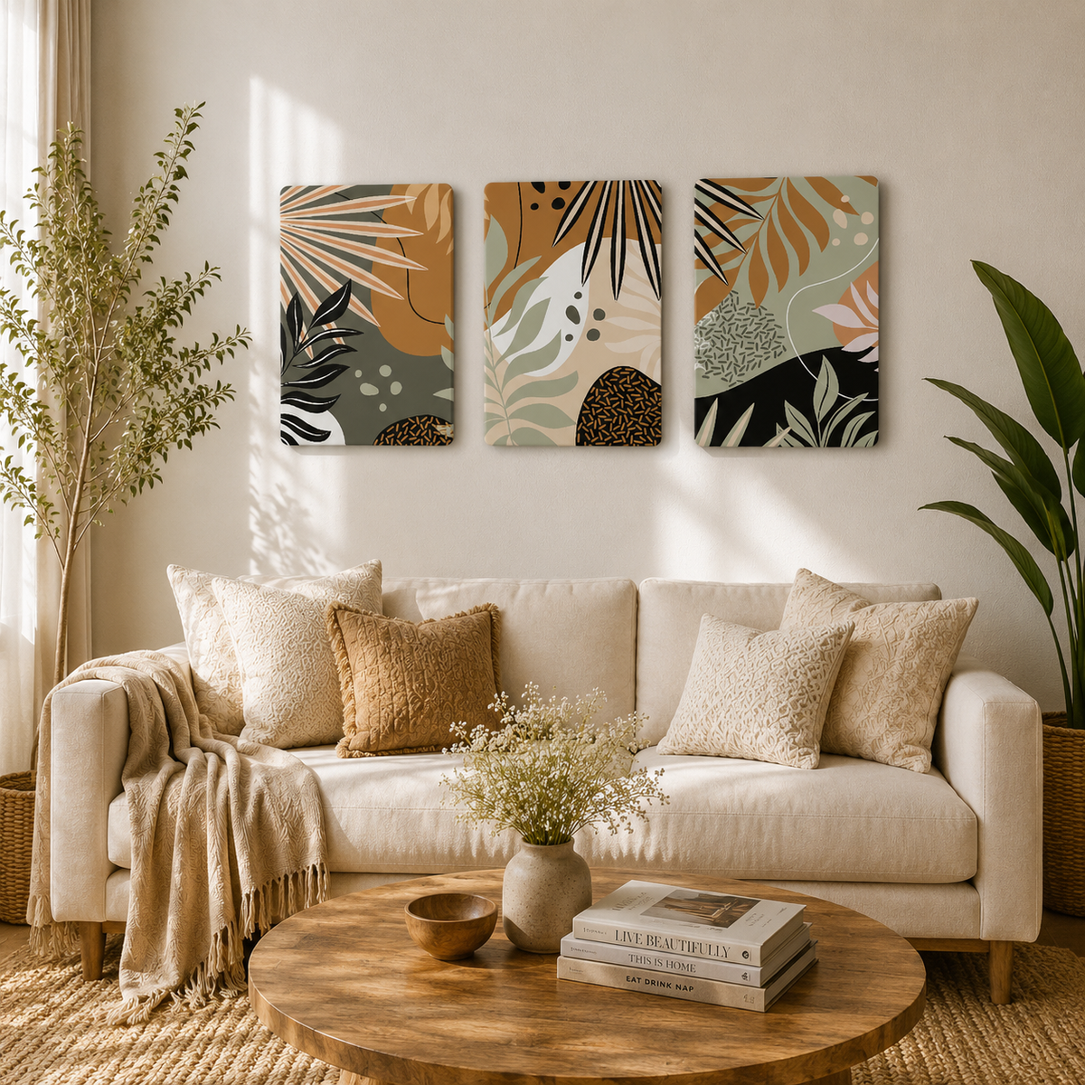Neutral Tropical Abstract Wall Decor