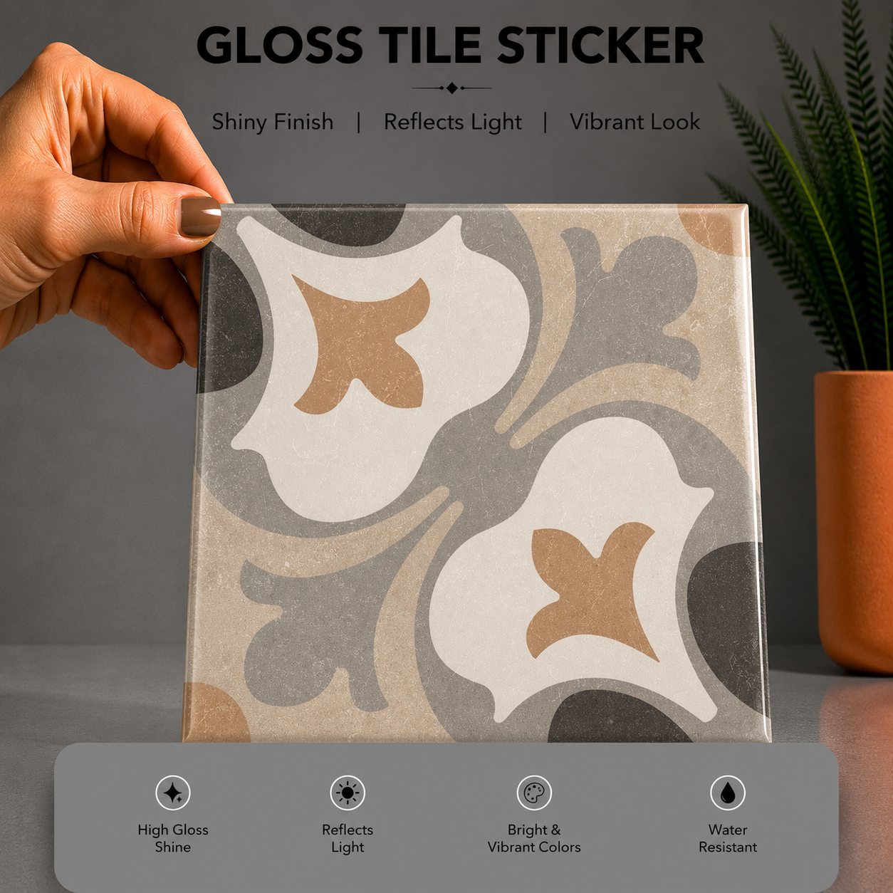 Sage Crescent Mosaic Tile Sticker