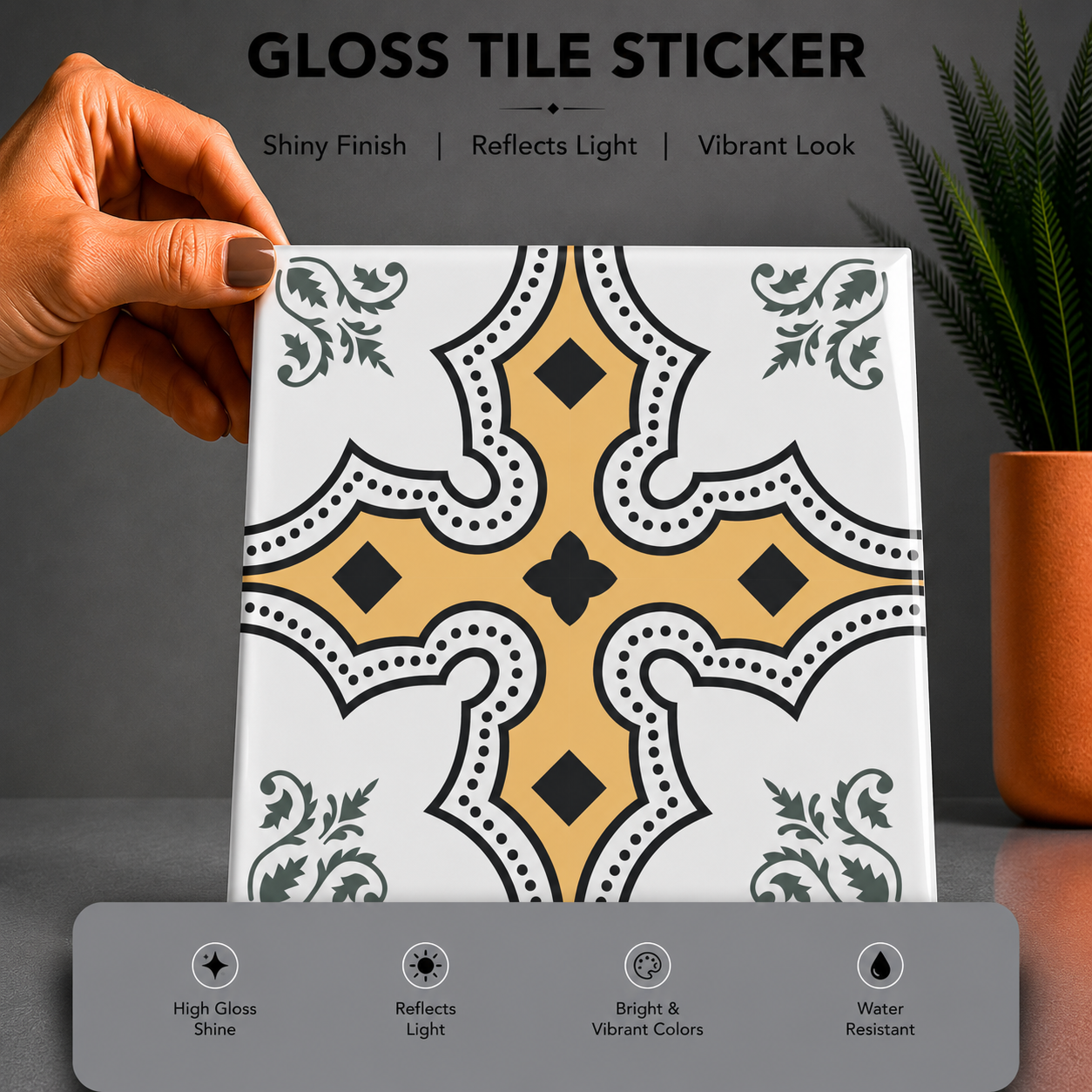 Golden Heritage Floral Tile Sticker