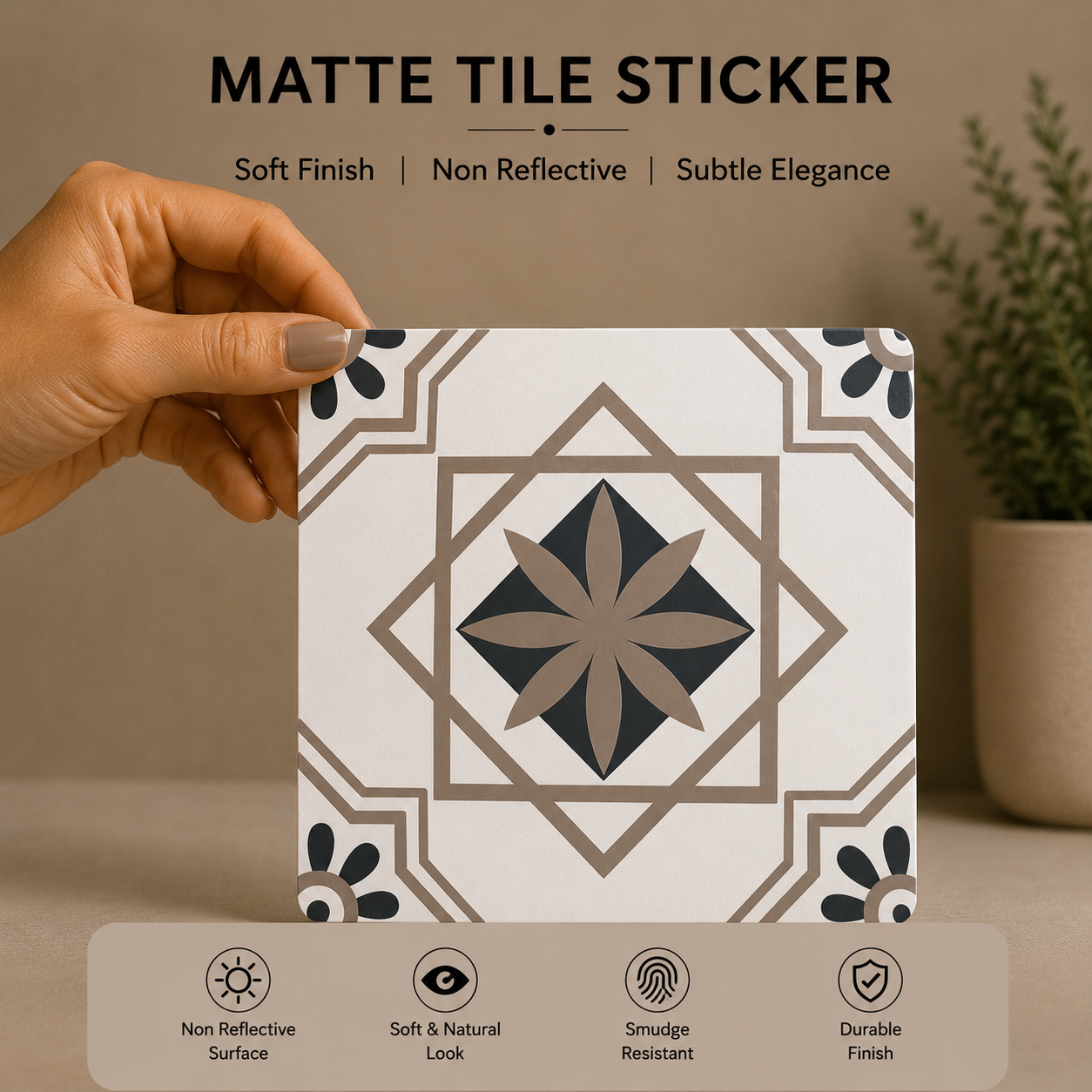 Elegant Geometric Floral Tile Sticker