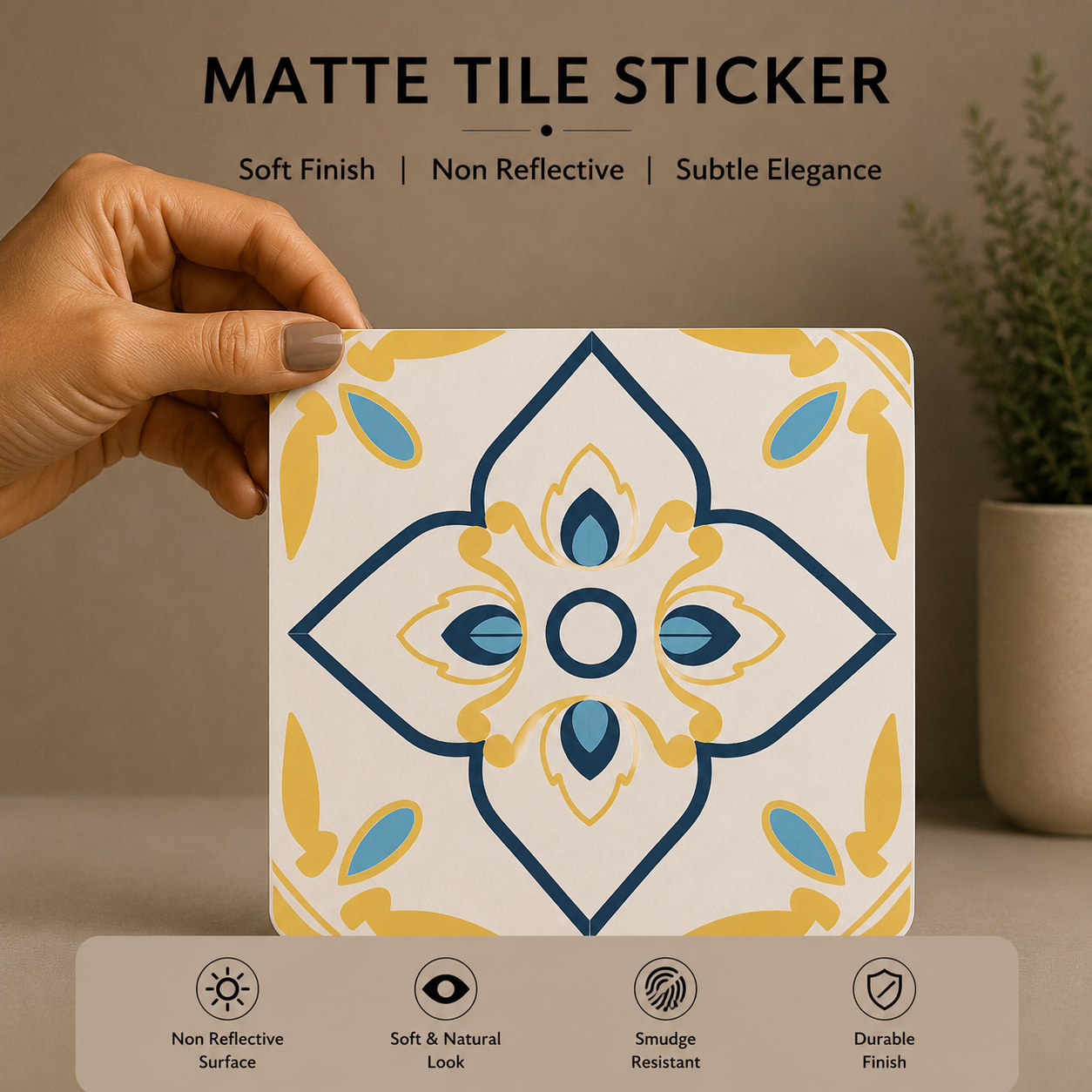 Golden Petal Heritage Tile Sticker