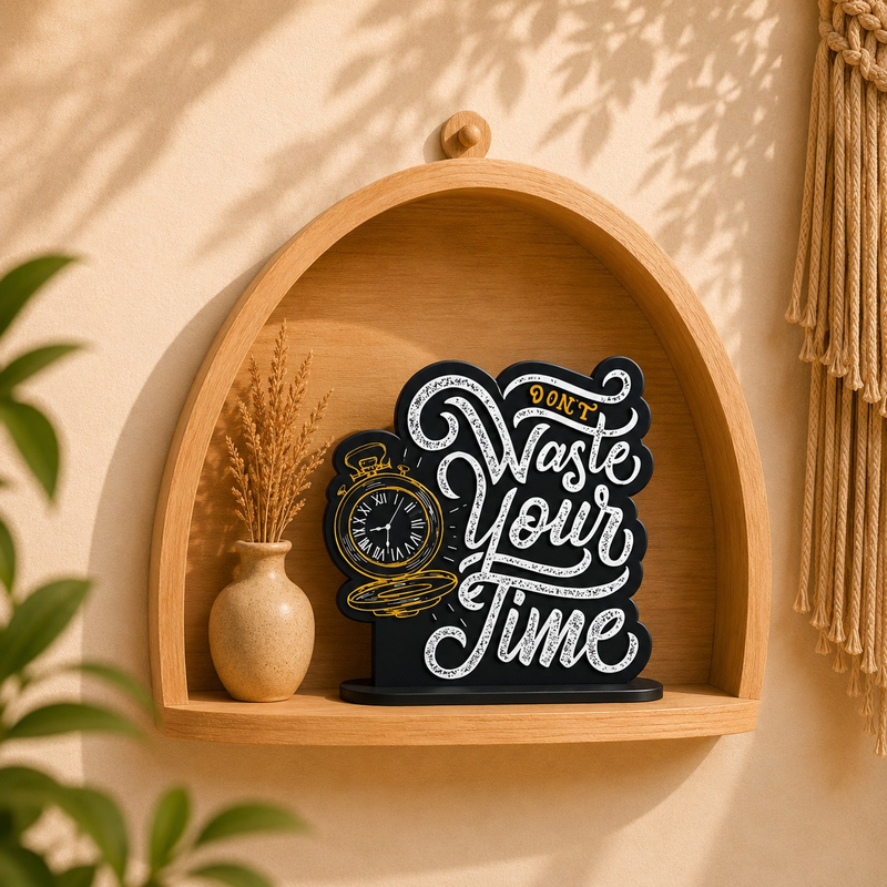 Don't Waste Your Time Inspirational Table Top Decor