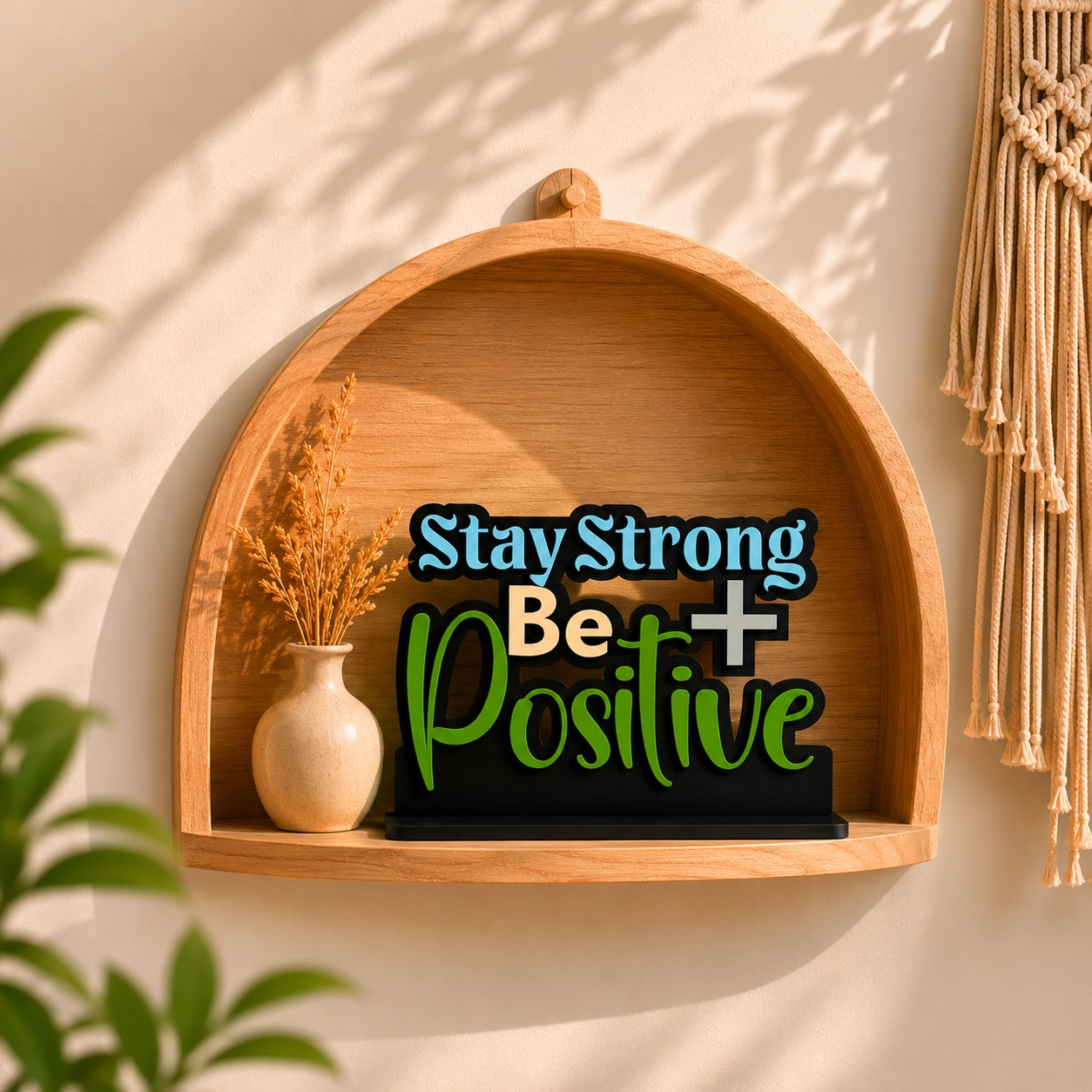 Stay Strong Be Positive Inspirational Table Top Decor