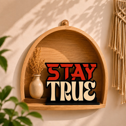 Stay True Inspirational Wooden Table Top Decor