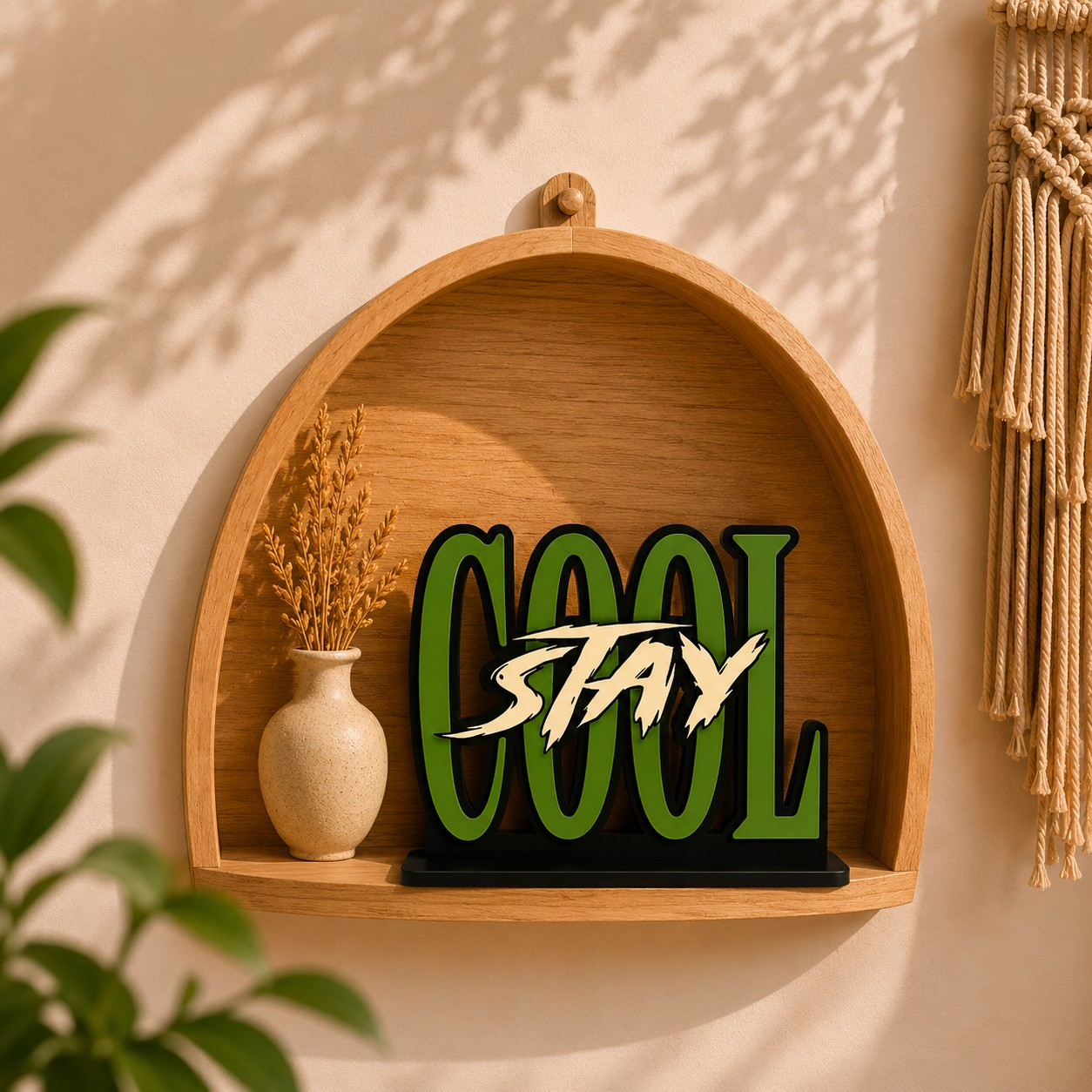 Stay Cool Inspirational Wooden Table Top Decor