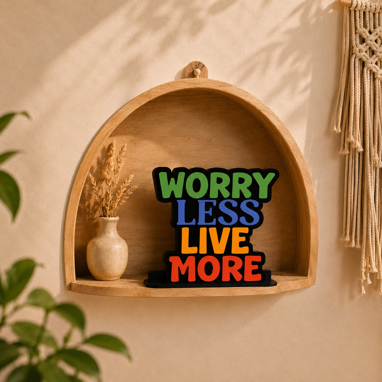 Worry Less Live More Inspirational Table Top Decor