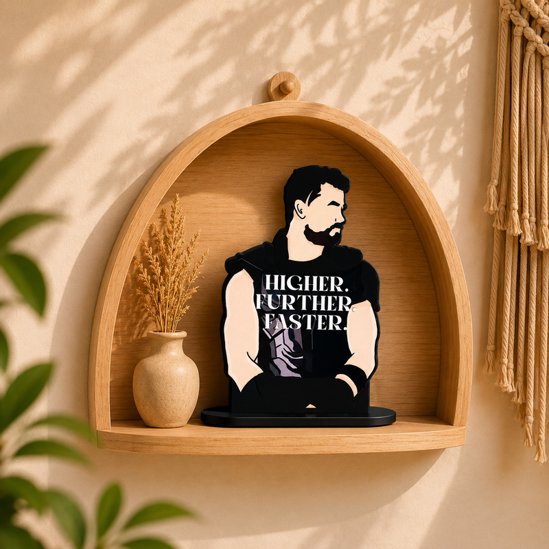 Higher. Further. Faster. Motivational Superhero Table Top Decor