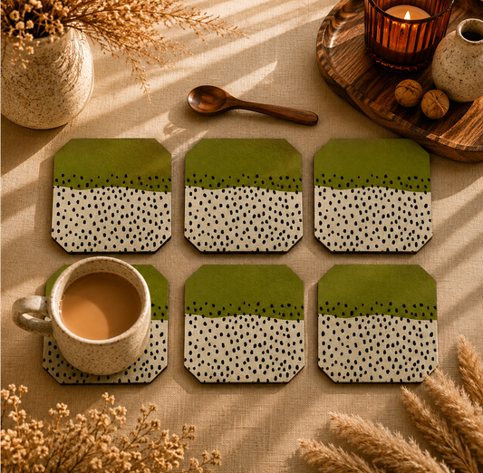Olive Terrain Coaster Set Of 6