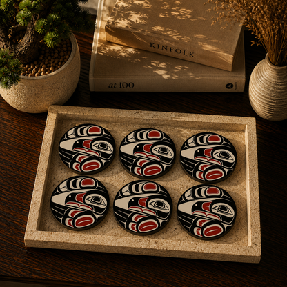 Northwest Coast Eagle Wooden Coasters Set of 6