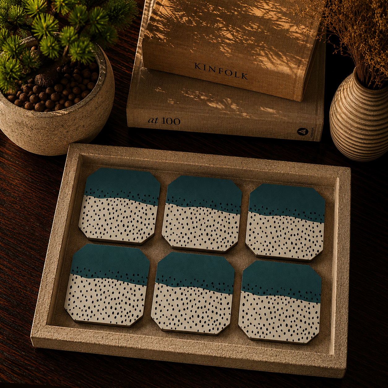 Deep Sea Speckle Coaster Set Of 6