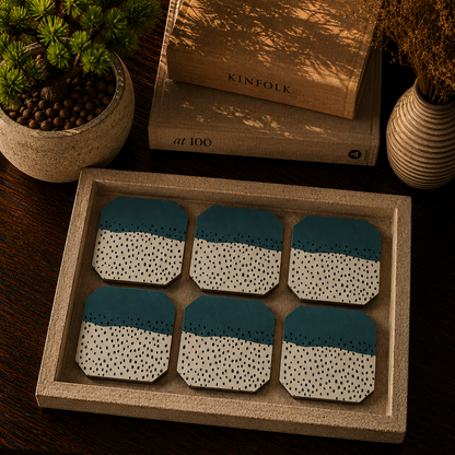 Deep Sea Speckle Coaster Set Of 6