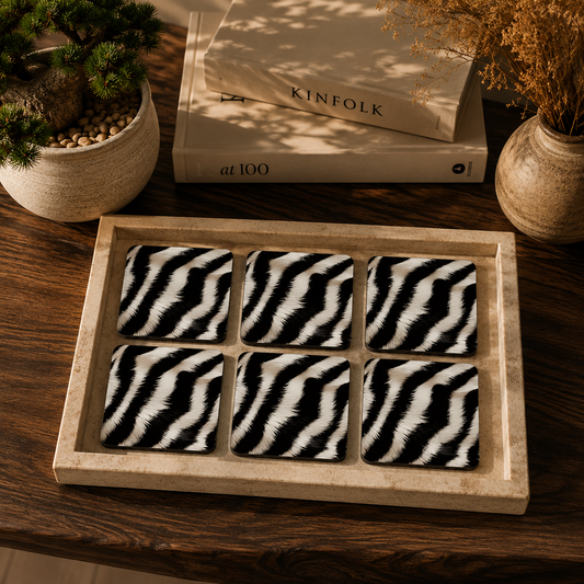 Zebra Luxe Coasters Pack of 6
