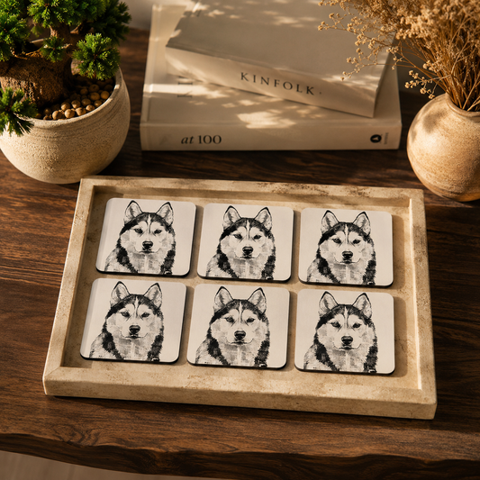 Siberian Husky Coasters Pack of 6