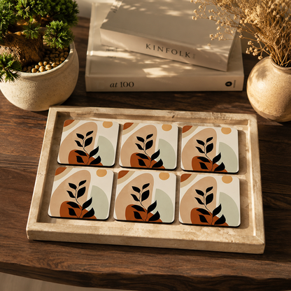 Minimal Botanical Coasters Pack of 6