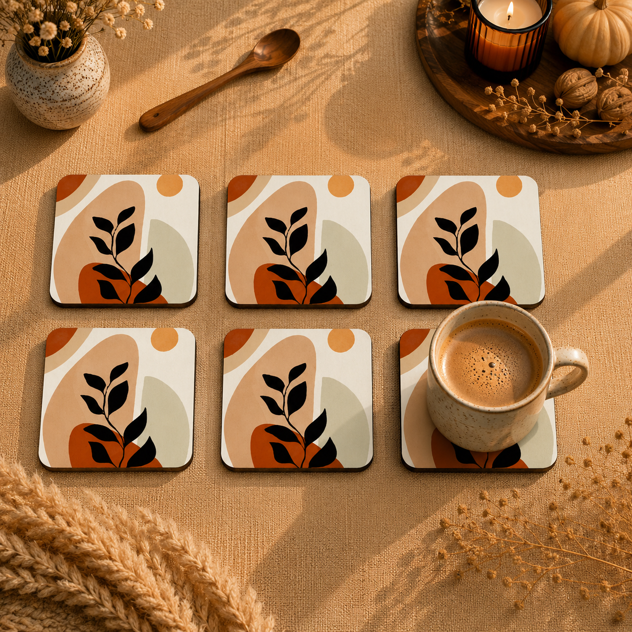 Minimal Botanical Coasters Pack of 6