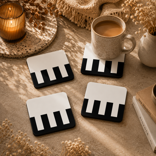 Minimal Piano Key Wooden Coasters Set of 4