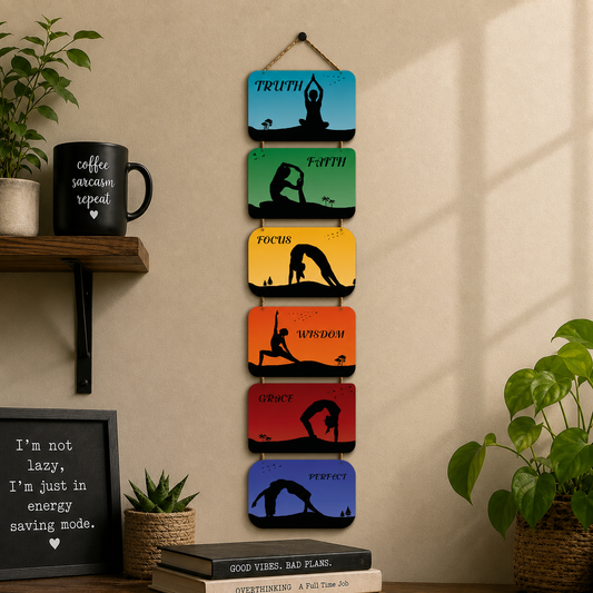 Yoga Poses Inspirational Wall Hanging