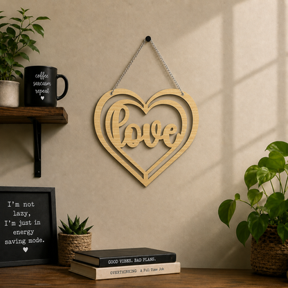 Love Heart Wooden Wall Hanging