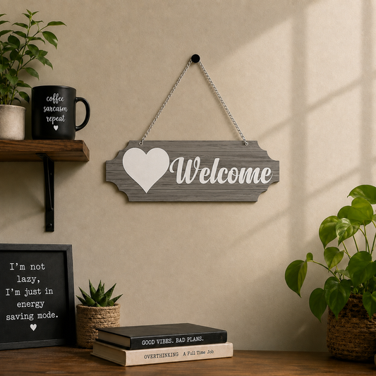 Welcome Heart Wooden Wall Hanging