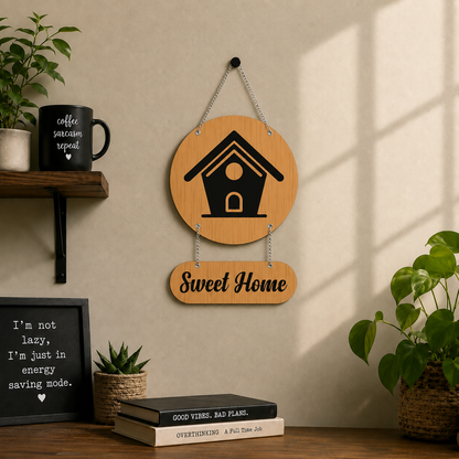 Sweet Home Birdhouse Wooden Wall Hanging